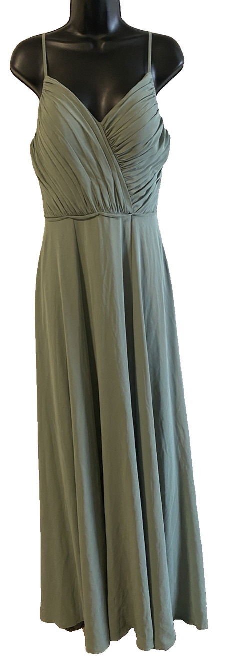 Dear Cleo Y2K Babydoll Coquette Maxi Dress Size 6 Sage Green Spaghetti Straps